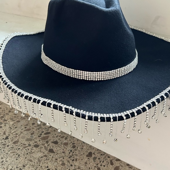 Rhinestone cowboy hat, black, small to medium - Picture 3 of 3